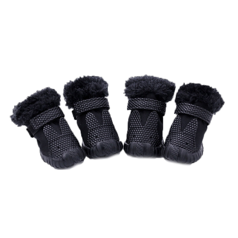 4 PCS/Set Pet AutumnWinter Thicken Cotton Shoes Dog Warm And Non-Slip Shoes, Size: No. 3(Black)