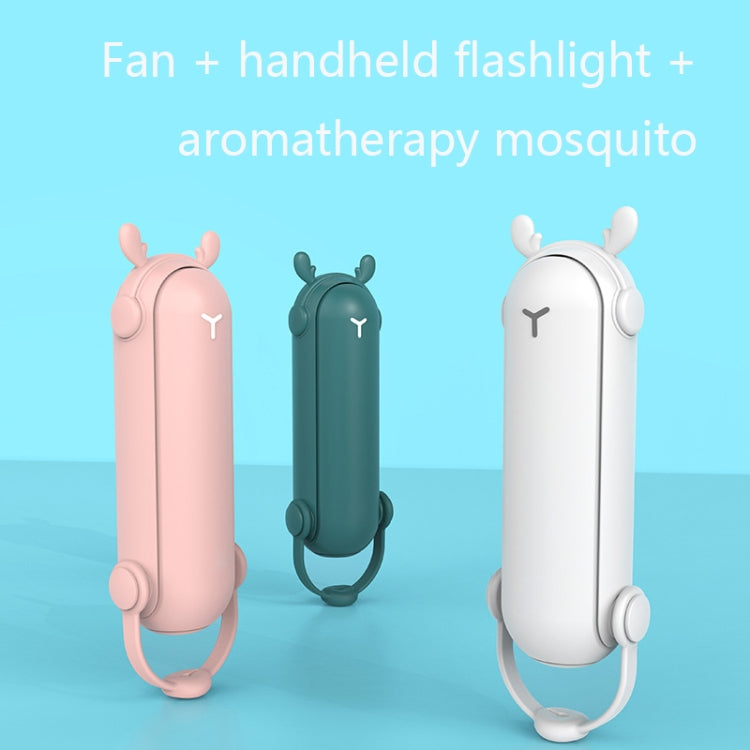 DS208 Folding Multifunctional USB Flashlight Fan Portable Aromatherapy Mosquito Repellent Mini Handheld Fan, White, Pink, Green