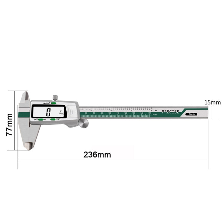 ET50 0-150mm Green Stainless Steel Vernier Caliper With Digital Display, ET50