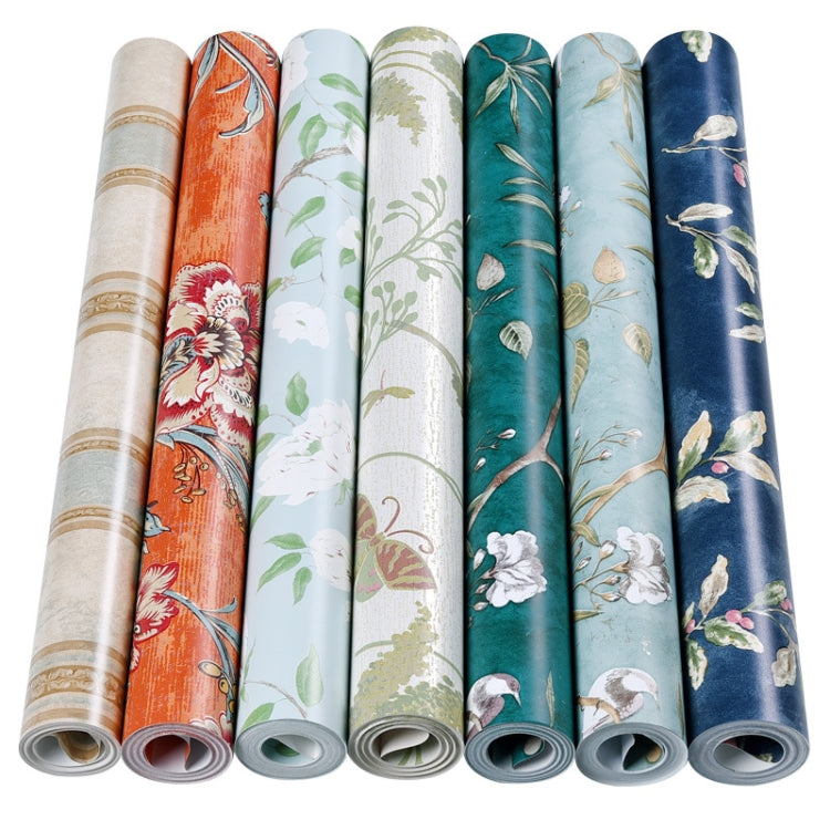 3D StereoRetro Self-Adhesive Non-Woven Wallpaper Pastoral Flower Bedroom Living Room TV Background Wall Sticker, 0.53x5m