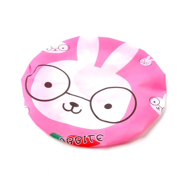 3 PCS Cute Cartoon Shower Bath Cap Saunas Lace Elastic Band Cap Hair Protective Cap, 3 PCS Pink Rabbit