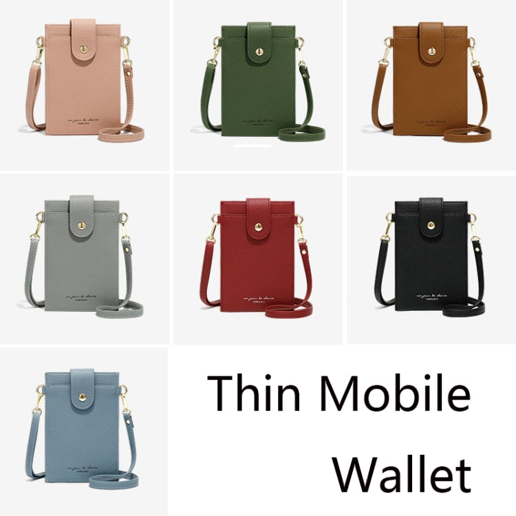 T6029 Niche Messenger Bag Thin Ladies Mobile Wallet, Blue, Red, Black, Light Pink, Green, Brown, Gray