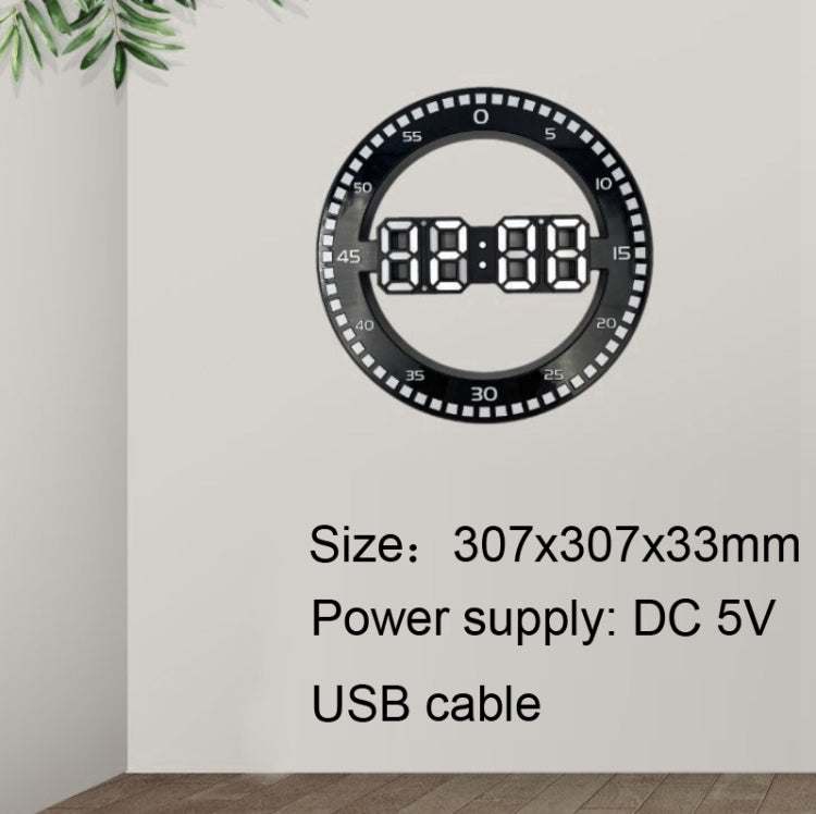 DS-3688L Living Room 3D Wall Clock Big Screen LED Electronic Clock, Black+Red, Black+Green, Second Light Black+Green