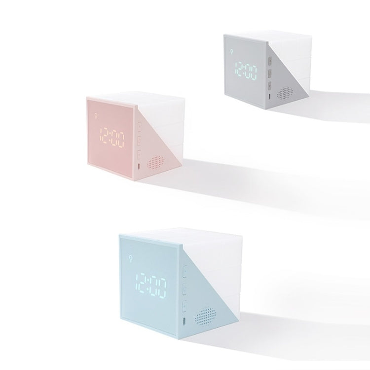 Cube Alarm Clock With LED Night Light USB Charging Cartoon Colorful Alarm Clock, Pink, Blue, Gray