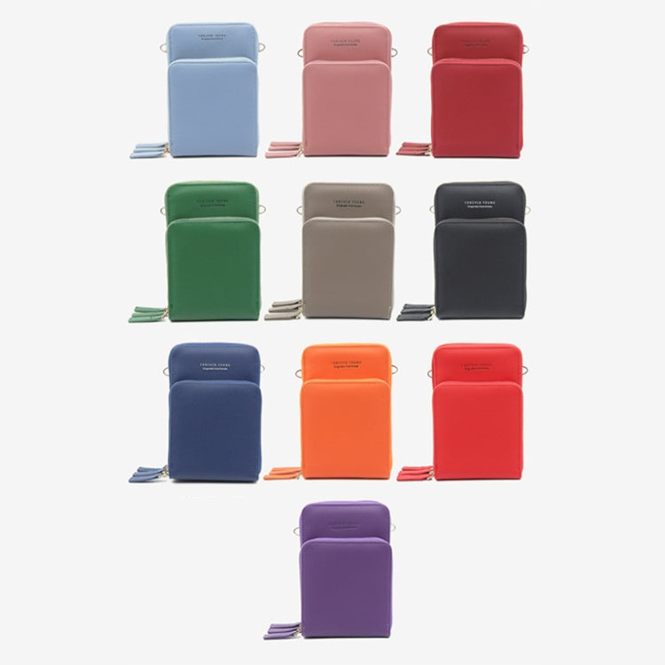 Ladies Mobile Phone Bag PU Vertical Large Capacity Mobile Phone Single-Shoulder Messenger Bag, PU(Red), PU(Claret), PU(Purple), PU(Green), PU(Blue), PU(Dark Blue), PU(Black), PU(Pink), PU(Gray), PU(Orange)