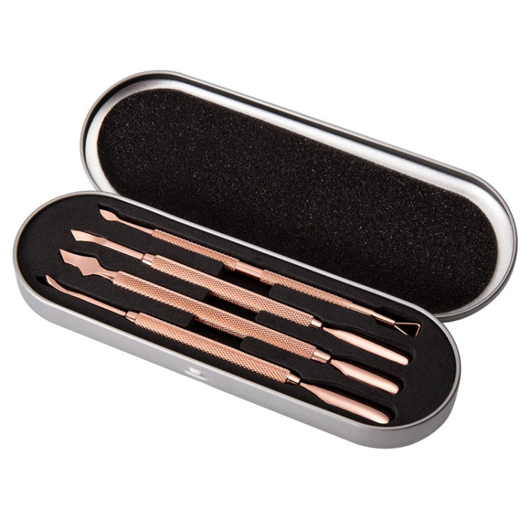 Rose Gold Double-headed Steel Nail Remover Set Clean Decontamination