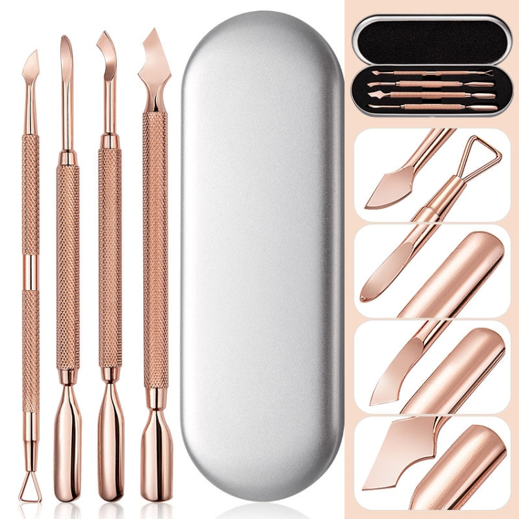 Rose Gold Double-headed Steel Nail Remover Set Clean Decontamination Remover Manicure Tool