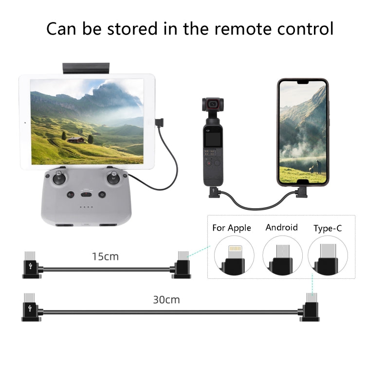 Sunnylife TY-X9304 Suitable For DJI Mavic Air 2S / DJI FPV Flight Glasses V2 / Mavic Mini2 / Osmo Pocket 2 Mobile Phone Tablet Cable, 15cm Type-C to 8 Pin Cable, 15cm Type-C to Micro USB  Cable, 15cm Type-C to Type-C Cable, 30cm Type-C to 8 Pin Cable��...