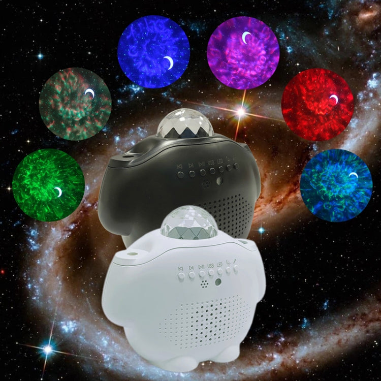 SC515-03 Remote Control Bluetooth Music Starlight Water Pattern Projection Bedroom Night Light USB Sound Control Full Star Laser Stage Lamp, White, Black