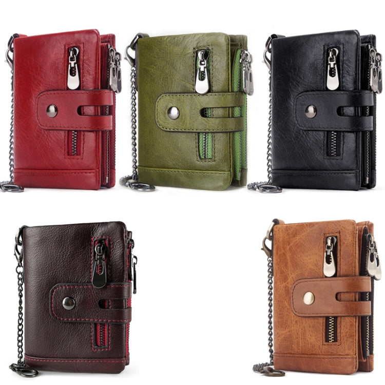 RFID Anti-Theft Swipe Wallet Tri-Fold Multi-Card Slot Crazy Horse Leather Men Leather Wallet