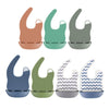 Baby Easy Clean Eating Bib Stereo Waterproof Ultra-light Rice Pocket, Gray, green, Blue wavy pattern, Gray wavy pattern, lotus root starch, blue, Ganquity