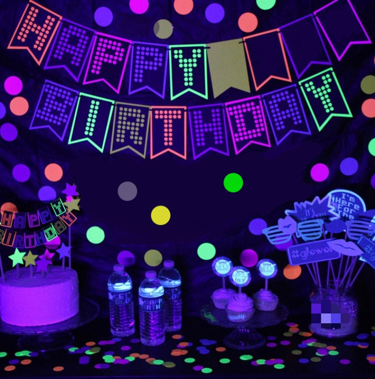 Fluorescent Party Decorations Fluorescent Letters Birthday Pull Flag Cake Insert Balloon Set, 54 In 1, 43 In 1