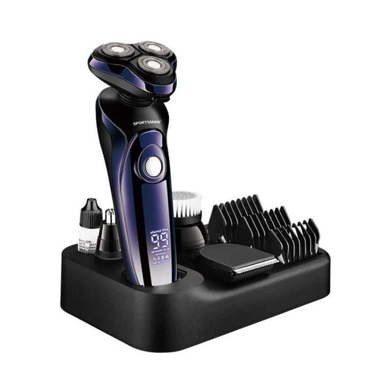 Sportsman SM-530 Electric Men Shaving Knife Multi-Function Base Charging Digital Water Washing Razor, US Plug