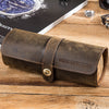 CONTACTS FAMILY CF1117  Retro Crazy Horse Texture Leather Watch Box Round Buckle Storage Box,Capacity: Can Hold 3 Watches, CF1117