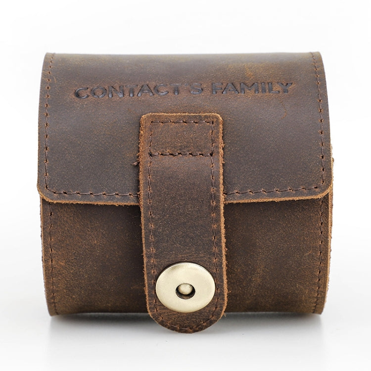 Contacts Family CF1125 Single Watch Position Crazy Horse Leather Watch Box Round Watch Storage Box, CF1125