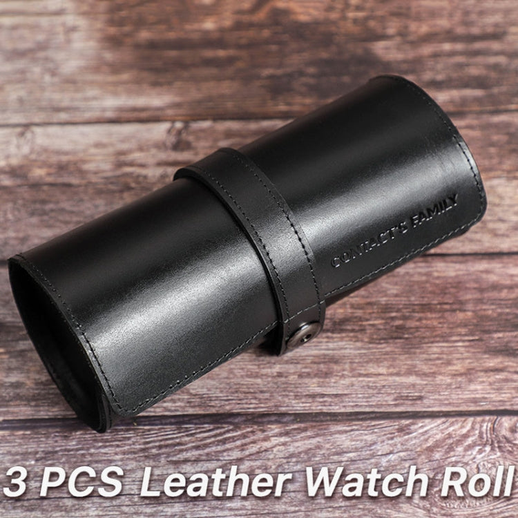 Contacts Family CF1117B 3 Watch Positions Leather Watch Box Round Buckle Outdoor Travel Watch Storage Box, CF1117A