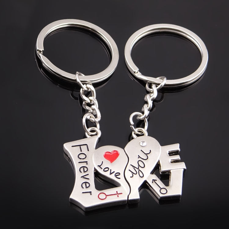 10 Pairs Metal Love Word Couple Keychain Pendant, Love Word Couple Keychain
