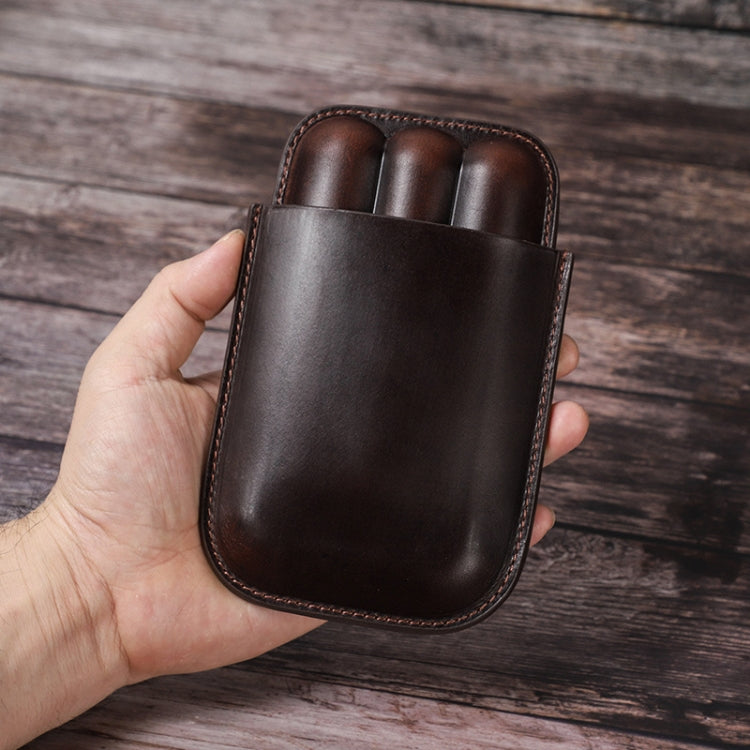 CF5003 Outdoor Travel Portable Cigar Humidor Leather Cigar Cover Can Hold 3 Cigars, CF5003