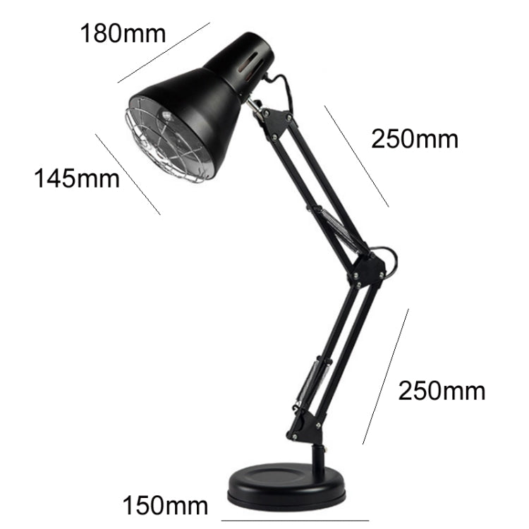 Household 150-watt Infrared Simple Physiotherapy Lamp With Metal Long Arm US Plug, Button Switch (Black), Button Switch (White), Timing Temperature Adjustment (White), Timing Temperature Adjustment (Black)