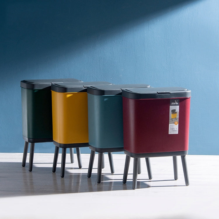 VitunHOO TG3450 Long Legs Trash Can Household Trash Can With Lid, Wine Red, Sky Blue, Ink Green, Apricot Yellow