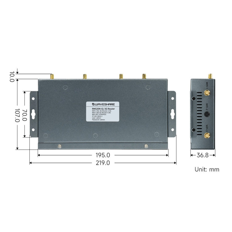 Waveshare RM520N-GL Wireless CPE Industrial 5G Router, Snapdragon X62 Onboard
