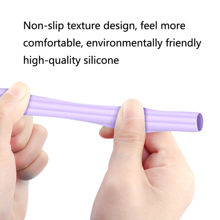2 Sets 5 In 1 Stylus Silicone Protective Cover + Two-Color Pen Cap + 2 Nib Cases Set, For Apple Pencil 2 (Lavender)