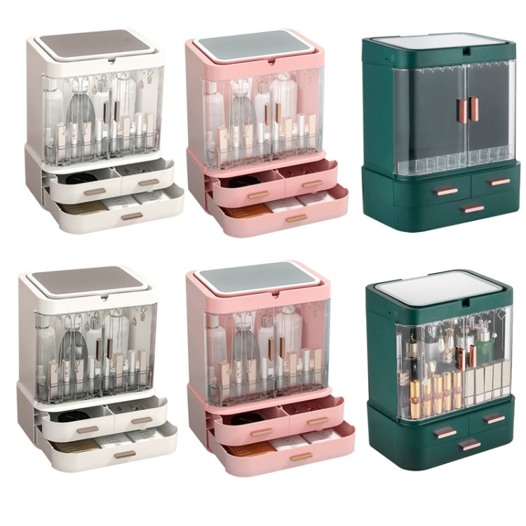 Dust-Proof Drawer Type Cosmetic Storage Box Household Large-Capacity Desktop Lipstick Storage Box, LED Model Pink, LED Model White, LED Upgrade Model Pink, LED Upgrade Model White, LED  Model Green, LED Upgrade Model Green