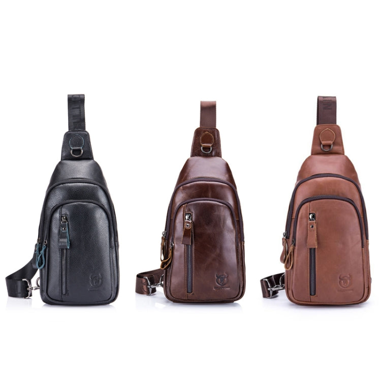 BUFF CAPTAIN 100 Men Leather Crossbody Shoulder Bag First-Layer Cowhide Multi-Function Sports Casual Chest Bag, Black, Brown, Yellow Brown