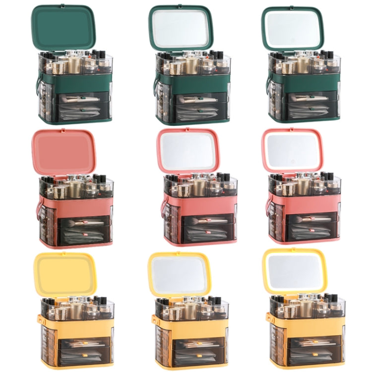 1003 LED Mirror Cosmetic Storage Box Desktop Dust-Proof Skin Care Products Large-Capacity Rack, Specification:, Normal Style (Peacock Green), Single Mirror Style (Peacock Green), LED Style (Peacock Green)