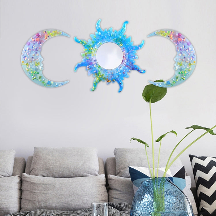 Sunglasses Moon Wall Pendant Mold Sun And Moon Mirror Wall Decoration Silicone Mold Set, Sun And Moon Mold Set