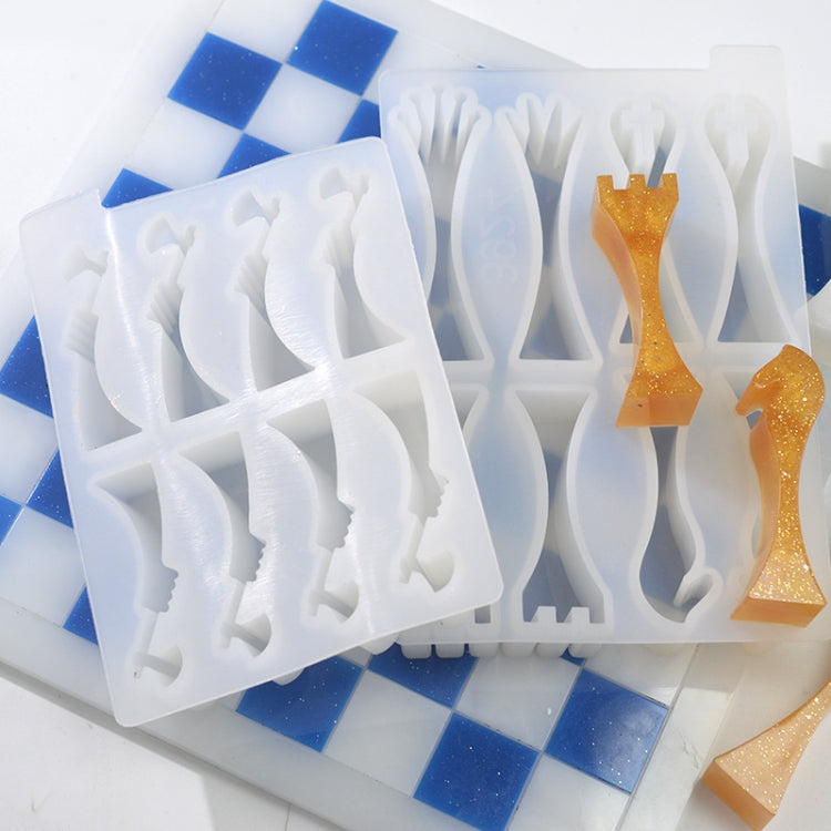 DIY Stereo Chess Pieces Epoxy Mold Homemade Chess Game Silicone Mold, MD3924+3925