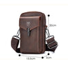 BULL CAPTAIN 076 Retro Leather Mobile Phone Waist Bag Men Leather Messenger Bag, Black, Brown