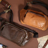 6364 Men Casual Messenger Chest Bag Retro Leather Multifunctional Waist Bag, 6364 Brown