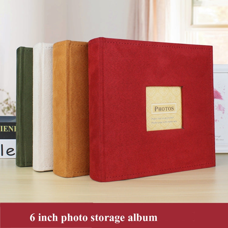 6 Inch 200 Sheets Flannel Retro Photo Album Interstitial Photo Storage Book, Red, Green, White, Orange