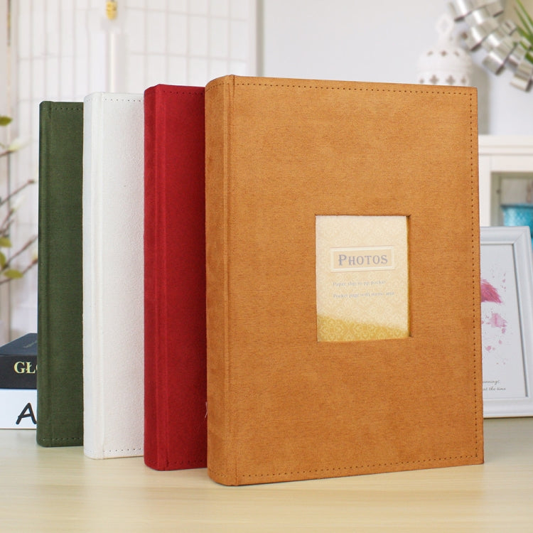 4R 6 Inch 300 Sheets Cloth Photo Album Retro Insert Photo Album Postcard Storage Photo Album, Red, Green, White, Orange