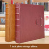 5R 7 Inch 200 Sheets PU Leather Photo Album Interstitial Photo Album Postcard Storage Book, Jujube Red, Brown