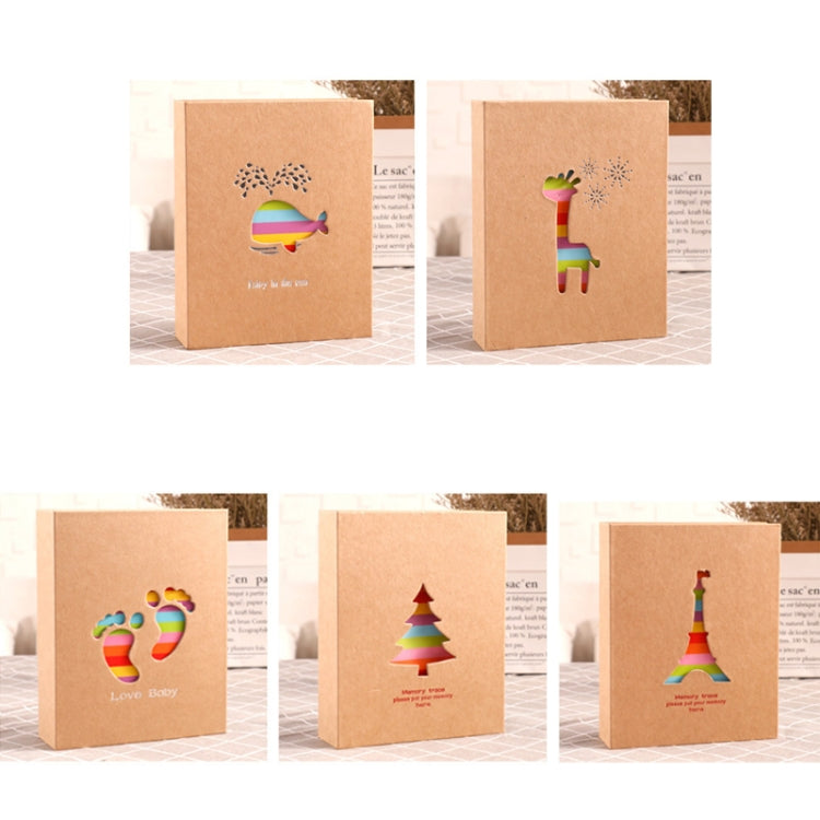 Large 6 Inch 100 Sheets Interstitial Family Plastic Album Book, Small Feet, Giraffe, Christmas Tree, Small Whale, Tower