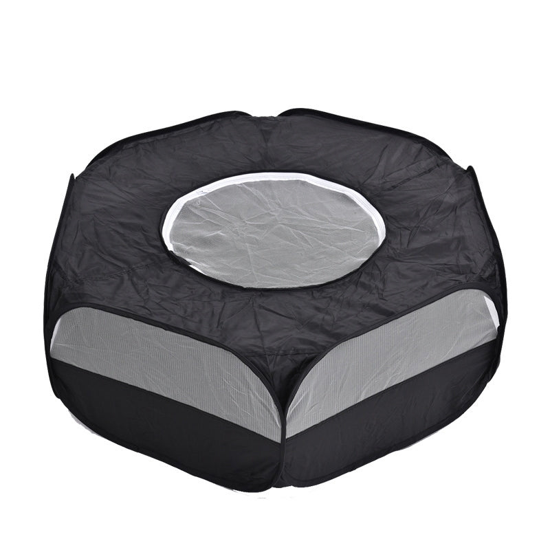 Folded Small Pet Fence Outdoor Workout Game Crawling Small Animal Tent, Specification? With Cover and Side Cloth (Black)