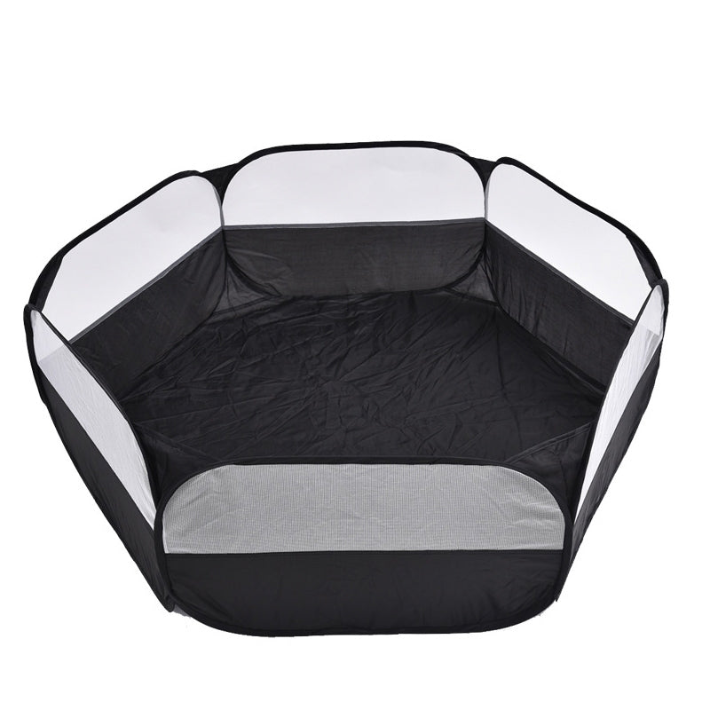 Folded Small Pet Fence Outdoor Workout Game Crawling Small Animal Tent, Specification? With Side Cloth (Black)