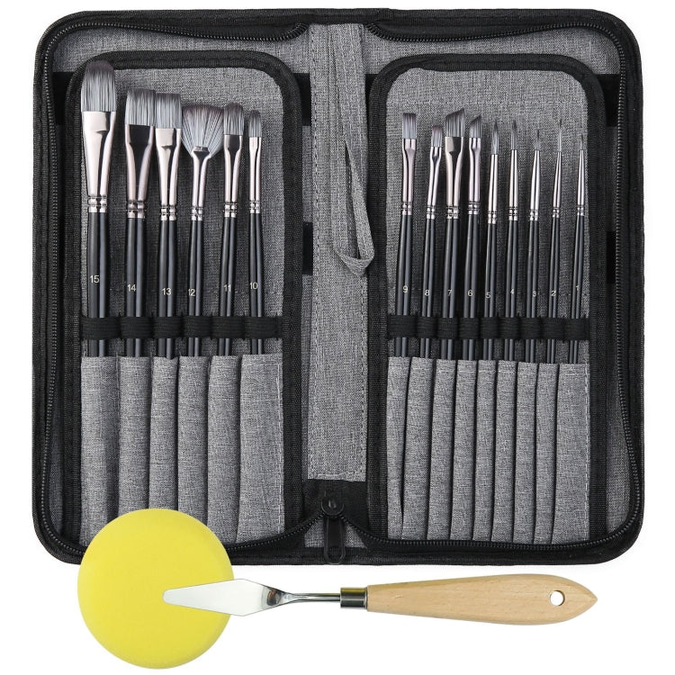 17 in 1 Acrylic Paint Brush Multi-Purpose Nylon Wool Watercolor Paint Brush Art Painting Material Qith Canvas Painting Bag, 17 in 1