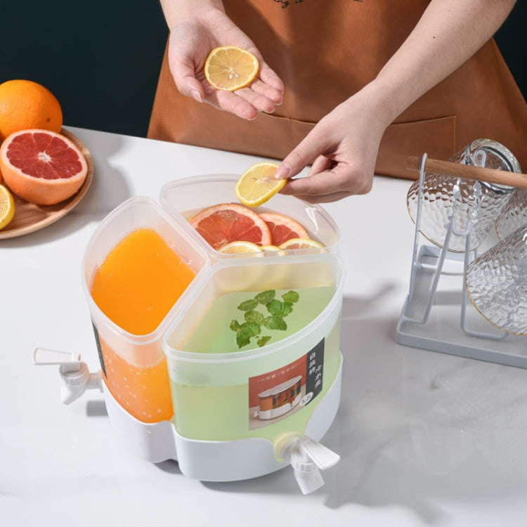 Three-Grid Rotating Cold Kettle Large-Capacity Compartments Fruit Teapot With Faucet Can Be Put In Refrigerator, 5.2L Three-Grid Rotating Cold Kettle