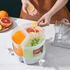Three-Grid Rotating Cold Kettle Large-Capacity Compartments Fruit Teapot With Faucet Can Be Put In Refrigerator, 5.2L Three-Grid Rotating Cold Kettle