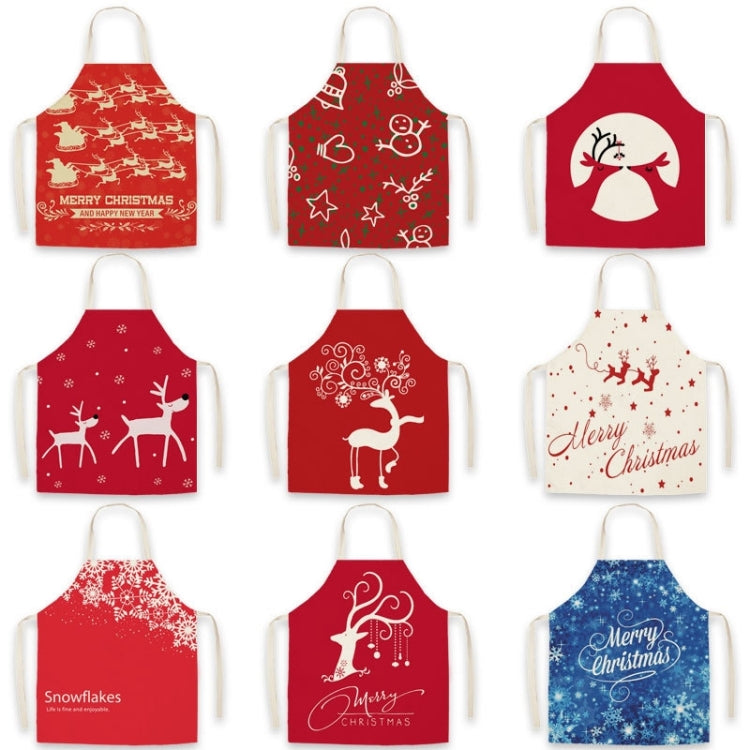 Christmas Linen Printed Apron Christmas Gift Adult Children Parent-Child Overalls, 60x70cm Aldult, 45 x 52cm Children