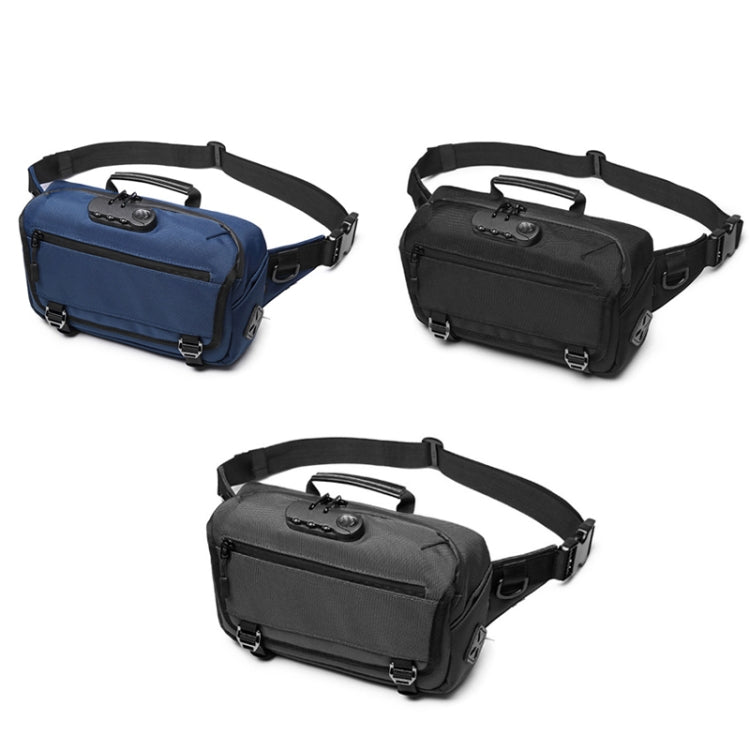 Ozuko 9257 Men Outdoor Sports Waist Bag Anti-Theft Shoulder Messenger Bag, Navy Blue, Black, Dark Gray