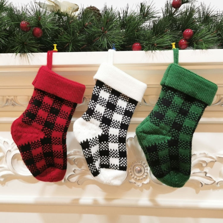 Knitted Christmas Stocking Decoration Pendant Child Acrylic Candy Gift Bag, Red, Green, White