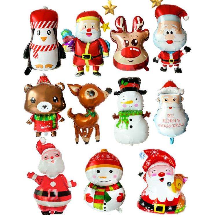 Christmas Decoration Aluminum Film Balloons, Style: Large Santa, Cute Santa, Snowman, Penguin, Deer Head, Santa Head, Bear, Elk, Hat Snowman, Snowflake Santa, Large Santa