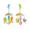 Happy Monkey H168114-2 Umbrella Design Baby Bed Bell Music Rotating Baby Toy Stroller Pendant, Frog Duck Sun Flower, Cloud Bee Bird