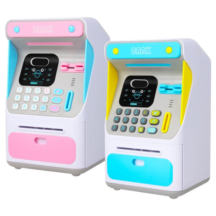 8010 Simulated Face Recognition ATM Machine Piggy Bank Password Automatic Rolling Money Safe Piggy Bank,Style:, Pink, Blue, Rechargeable Version Pink, Rechargeable Version Blue