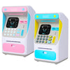 8010 Simulated Face Recognition ATM Machine Piggy Bank Password Automatic Rolling Money Safe Piggy Bank,Style:, Pink, Blue, Rechargeable Version Pink, Rechargeable Version Blue