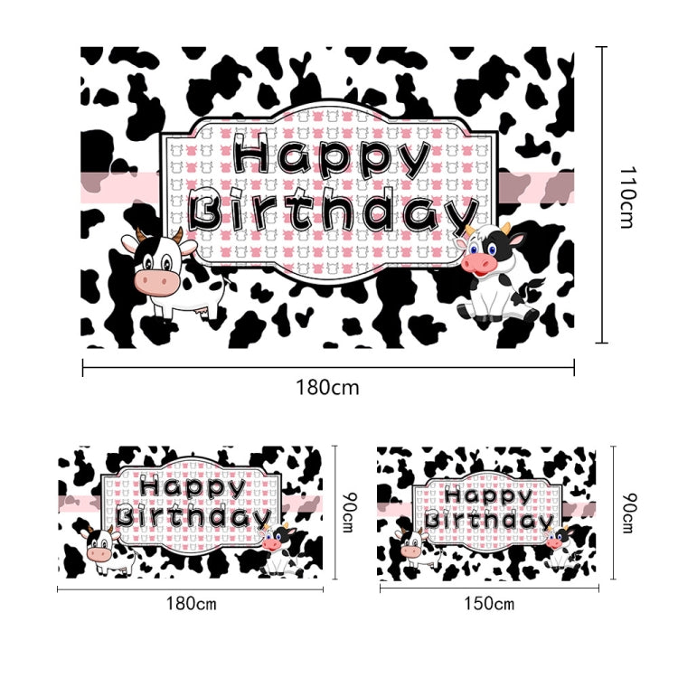 Cartoon Cow Theme Birthday Party Decoration Background Cloth Photography Banner, 180x110cm, 180x90cm, 150x90cm